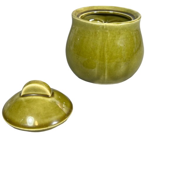 VINTAGE Mid Century Modern Avacado Green Sugar Bowl (UNIQUE!) - Picture 3 of 5